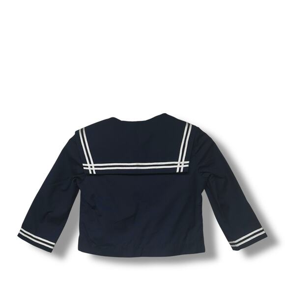 Vtg Goodlad Jacket Nautical Sailor Coastal Shirt Baby Coat Navy Blue White Sz 2T - Picture 11 of 13